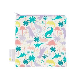 Itzy Ritzy Reusable Snack Bag – 7" x 7" BPA-Free Snack Bag is Food Safe, Washable and Ideal for Storing Snacks, Pacifiers, Electronics and Makeup in a Diaper Bag, Purse or Travel Bag, Blue Dinosaur