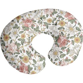 Sweet Jojo Designs Vintage Floral Boho Nursing Pillow Cover Breastfeeding Pillowcase for Newborn Infant Bottle Breast Feeding Pillow NOT Included Blush Pink Yellow Green Bohemian Shabby Chic Farmhouse in Kuwait