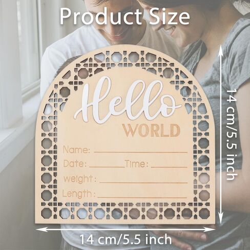 علامة Kingovalley Hello World لحديثي الولادة، لافتة إعلان خشبية لحديثي الولادة، علامة إعلان ميلاد للطفل الجديد in Kuwait