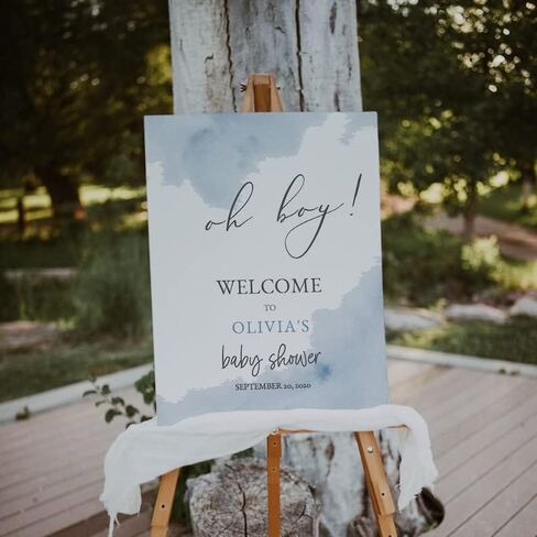 Baby Shower Sign, Welcome Sign Baby Shower, Oh Boy Baby Shower Welcome Sign, Dusty Blue Minimalist Baby Shower Sign, Simple Modern Shower Welcome Sign, MIO2 in Saudi Arabia