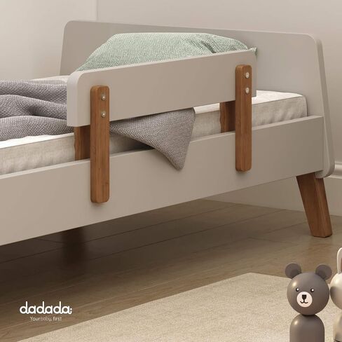 Muse Toddler Bed with Removable Rails – Toddler and Kids Bed Set Fits Standard Crib Mattress, Holds up to 50 Lbs. – Modern, Easy-to-Assemble, 55.15x 31.26x17.95 in, White + Natural in Saudi Arabia