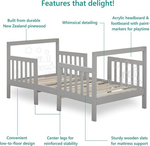 Star 3 in 1 Convertible Toddler Bed in Cool Navy, Converts to Chair&Table, Non-Toxic Finish, JPMA Certified, Made of Durable & Sustainable Pinewood in Kuwait