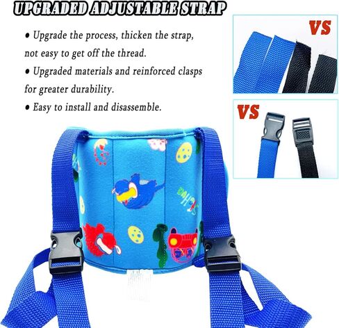 Adjustable Toddler Car Seat Head Support Band, Carseat Straps Cover, Safety Car Seat Neck Relief, Infants and Baby Head Support,Blue in Kuwait