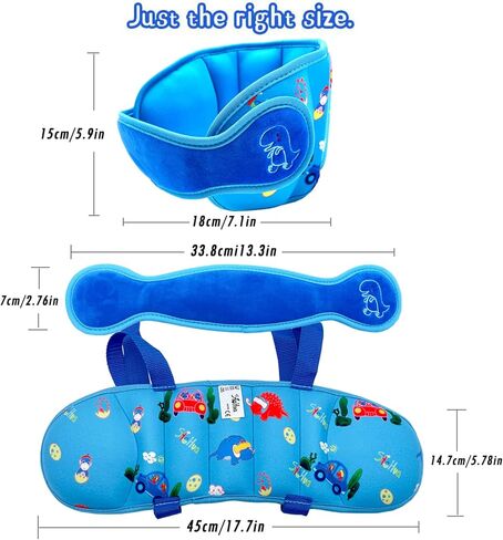 Adjustable Toddler Car Seat Head Support Band, Carseat Straps Cover, Safety Car Seat Neck Relief, Infants and Baby Head Support,Blue in Kuwait