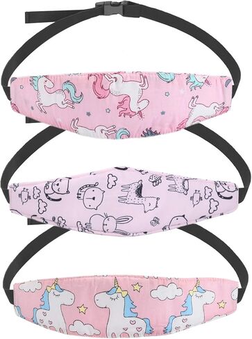3 Pack Baby Carseat Head Support,STEVE YIWU Head Support Band for Car Seat Naps Stroller Seat Sleeping Headrest Adjustable Car Seat Head Band Suitable for All-Aged Kids (Pink) in Saudi Arabia