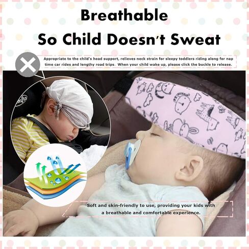 3 Pack Baby Carseat Head Support,STEVE YIWU Head Support Band for Car Seat Naps Stroller Seat Sleeping Headrest Adjustable Car Seat Head Band Suitable for All-Aged Kids (Pink) in Saudi Arabia