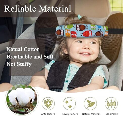 LXPKKIG 4 Pieces Baby Head Support for Car, Toddler Car Seat Head Band Strap Stroller Seat Sleeping Headrest Neck Relief Head Strap Headband for Kids Children Toddler (Bear, Elephant, Owl, Dinosaur) in Kuwait