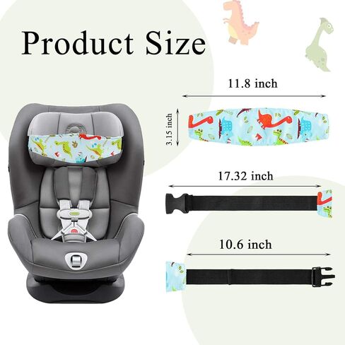 LXPKKIG 4 Pieces Baby Head Support for Car, Toddler Car Seat Head Band Strap Stroller Seat Sleeping Headrest Neck Relief Head Strap Headband for Kids Children Toddler (Bear, Elephant, Owl, Dinosaur) in Kuwait