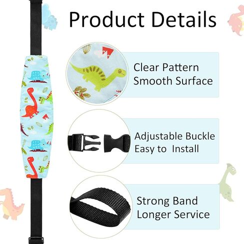 LXPKKIG 4 Pieces Baby Head Support for Car, Toddler Car Seat Head Band Strap Stroller Seat Sleeping Headrest Neck Relief Head Strap Headband for Kids Children Toddler (Bear, Elephant, Owl, Dinosaur) in Kuwait