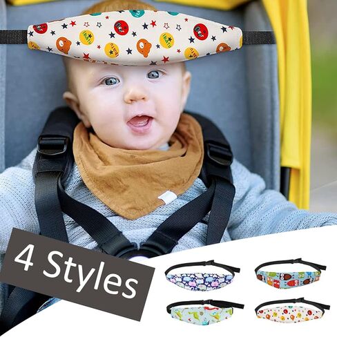 LXPKKIG 4 Pieces Baby Head Support for Car, Toddler Car Seat Head Band Strap Stroller Seat Sleeping Headrest Neck Relief Head Strap Headband for Kids Children Toddler (Bear, Elephant, Owl, Dinosaur) in Kuwait
