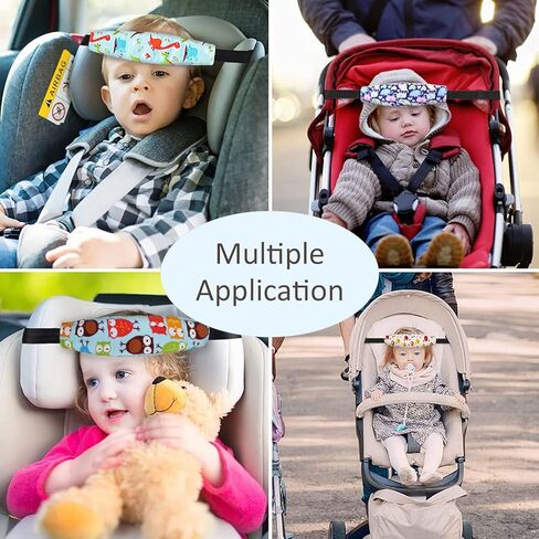 LXPKKIG 4 Pieces Baby Head Support for Car, Toddler Car Seat Head Band Strap Stroller Seat Sleeping Headrest Neck Relief Head Strap Headband for Kids Children Toddler (Bear, Elephant, Owl, Dinosaur) in Kuwait