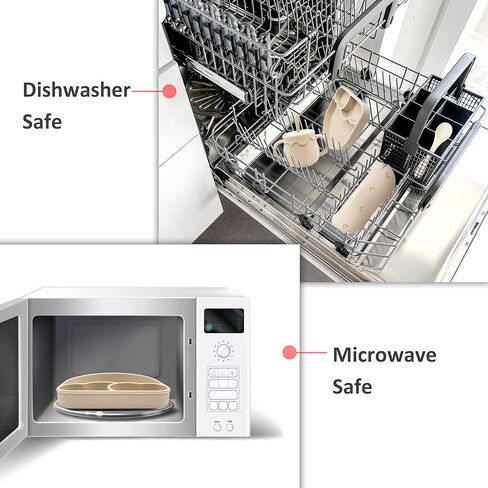 مجموعة تغذية الطفل طبق مقسم مع شفط، مريلة سيليكون، كوب سيبي لتدريب الأطفال الصغار مع شفاطة، ملعقة فطام LED للأطفال in Kuwait