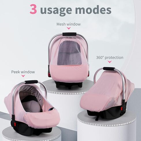 Car Seat Covers for Babies, Original Infant Car Seat Cover for Boys Girls, Kick-Proof Carseat Canopy with Adjustable Breathable Mesh Peep Window & Pocket, Universal Carrier Cover Newborn Shower Gift in Kuwait
