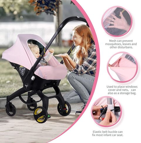 Car Seat Covers for Babies, Original Infant Car Seat Cover for Boys Girls, Kick-Proof Carseat Canopy with Adjustable Breathable Mesh Peep Window & Pocket, Universal Carrier Cover Newborn Shower Gift in Kuwait