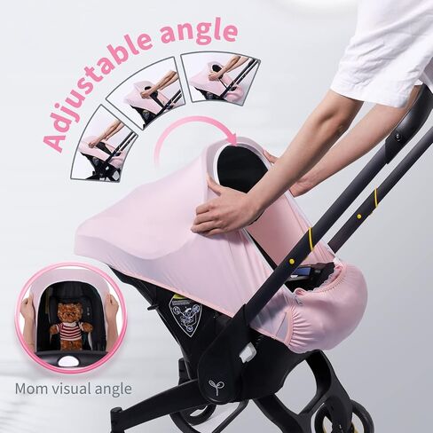 Car Seat Covers for Babies, Original Infant Car Seat Cover for Boys Girls, Kick-Proof Carseat Canopy with Adjustable Breathable Mesh Peep Window & Pocket, Universal Carrier Cover Newborn Shower Gift in Kuwait