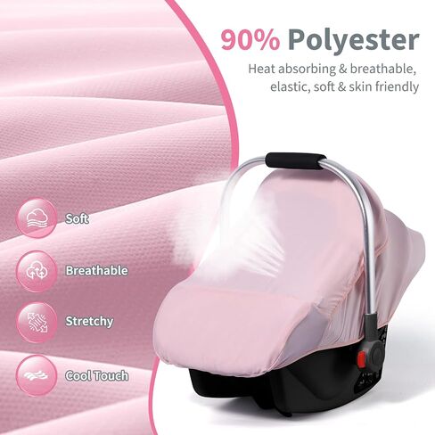 Car Seat Covers for Babies, Original Infant Car Seat Cover for Boys Girls, Kick-Proof Carseat Canopy with Adjustable Breathable Mesh Peep Window & Pocket, Universal Carrier Cover Newborn Shower Gift in Kuwait