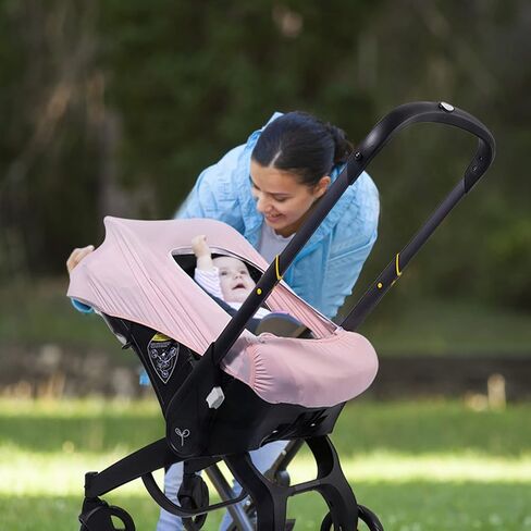 Car Seat Covers for Babies, Original Infant Car Seat Cover for Boys Girls, Kick-Proof Carseat Canopy with Adjustable Breathable Mesh Peep Window & Pocket, Universal Carrier Cover Newborn Shower Gift in Kuwait