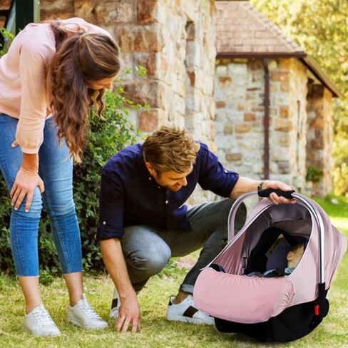 Car Seat Covers for Babies, Original Infant Car Seat Cover for Boys Girls, Kick-Proof Carseat Canopy with Adjustable Breathable Mesh Peep Window & Pocket, Universal Carrier Cover Newborn Shower Gift in Kuwait