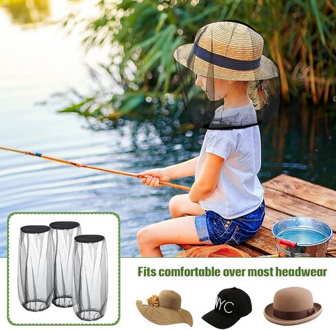 Sintege 18 Pcs Mosquito Head Net Black Mosquito Mesh Net Face Neck Fly Netting Hood Protecting Net Cover Wearable Mosquito Face Net for Bugs Insect Mosquito Net Hat for Outdoor Hiking Camping Walking in Saudi Arabia