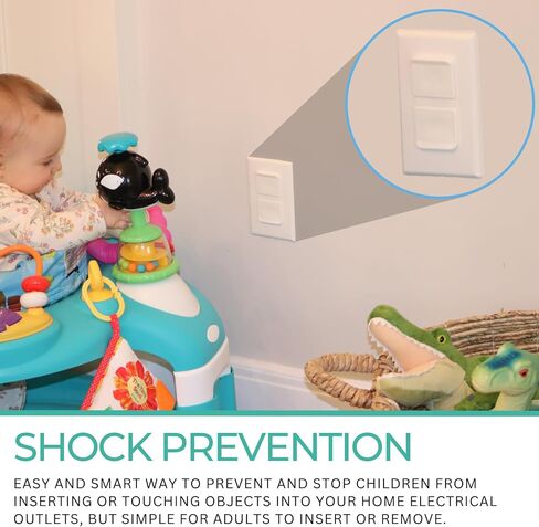 White Double Outlet Covers Baby Proofing (10 Pack, 20 Sockets) | Baby Proof Plug Covers for Electrical Outlets | Safe & Secure Baby Safety Products | Childproof Socket Covers Protect Toddlers & Babies in Saudi Arabia