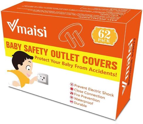 62 Pieces Outlet Covers ChildProof Plug Protector - Vmaisi Baby Proofing Electrical Safety Outlet Plugs in Kuwait