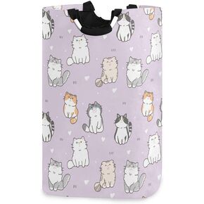 سلة غسيل Qilmy Purple Cat قابلة للطي، سلة تخزين ملابس كبيرة قابلة للطي مع مقبض لغرفة النوم والحمام والنوم وغرفة الأطفال in Kuwait