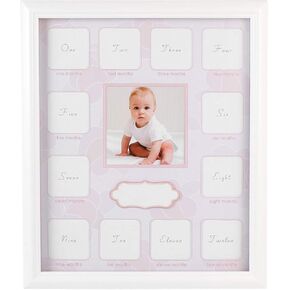 First Year Photo Moments 12 Months Baby Keepsake Frame Growth Record Photo Frame Expecting Parent Blue