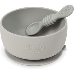 Simka Rose Baby Bowl and Spoon Set, Baby Bowls Suction for Toddler, BPA-Free Silicone Bowls Baby, Baby Bowl and Spoon Dishwasher and Microwave Safe Baby Feeding Supplies (Emerald) in Kuwait