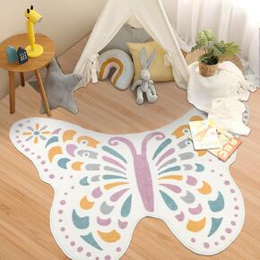 Capslpad Butterfly Kids Rug for Girls Bedroom Colorful Non Slip Soft Kids Play Mat Washable Nursery Rug for Kids Room,Playroom,Nursery Room Decor,3'x4' in Kuwait