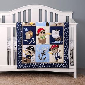 Brandream Crib Bedding Sets for Boys Nautical Coastal Baby Boys Bedding Ocean Whale Monkey Giraffe Elephant Nursery Bedding Sets - Adventure Themed