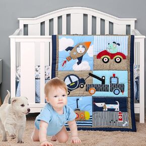 Brandream Crib Bedding Sets for Boys Nautical Coastal Baby Boys Bedding Ocean Whale Monkey Giraffe Elephant Nursery Bedding Sets - Adventure Themed