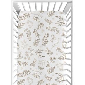 Sweet Jojo Designs Floral Leaf Boy or Girl Fitted Crib Sheet Baby or Toddler Bed Nursery - Gender Neutral Beige Taupe White Gender Neutral Boho Watercolor Botanical Flower Woodland Tropical Garden in Saudi Arabia