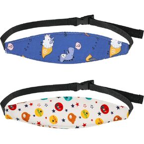 HESTYA 2 Pieces Baby Carseat Head Support Band Strap Headrest Stroller Seat Sleeping Headrest Neck Relief Head Strap Headband for Kids Children Toddler Infant(Dinosaur and Dolphin)