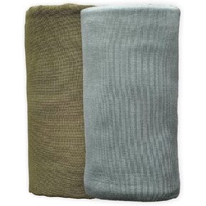 Leyl&Ari Swaddle Blanket Set, 2 Pack Organic Muslin and Stretchy Knit Bamboo Swaddler Wrap Wrap for Infant & Newborn, Gender Neutral Baby Essential Accessories (Sage/Moss) in Kuwait