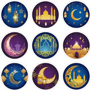 ملصقات رمضان باللون الأسود والذهبي مكونة من 180 قطعة من ملصقات رمضان باللون الأسود والذهبي والأسود لتزيين رمضان ومستلزمات حفلات رمضان