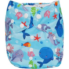 2 to 7 Years Old Cloth Diaper,Nappy,Pocket Reusable Washable,Baby Kids Toddler (Baby Whales) in Kuwait
