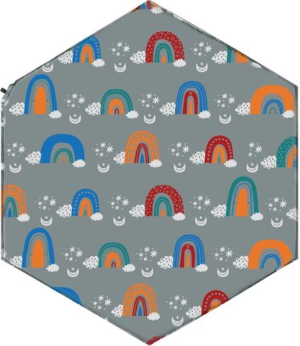 حصيرة Hoybell Hexagon Playpen، متوافقة مع POP 'N GO Baby Playpen، وسادة مرتبة ذاتية النفخ مقاس 59 بوصة، سجادة لعب للأطفال، سجادة ساحة لعب محمولة ومريحة مع حقيبة حمل - قوس قزح in Kuwait