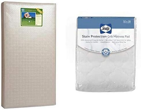 مرتبة سرير أطفال مضادة للماء من إسفنج فول الصويا ومرتبة سرير للأطفال الصغار - خفيفة الوزن من إسفنج فول الصويا، معتمدة بجودة الهواء من Greenguard - صنع في الولايات المتحدة الأمريكية، 52 بوصة × 28 بوصة in Kuwait