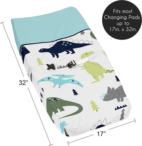 Blue and Green Modern Dinosaur Girls Boys Baby Changing Pad Cover in Saudi Arabia