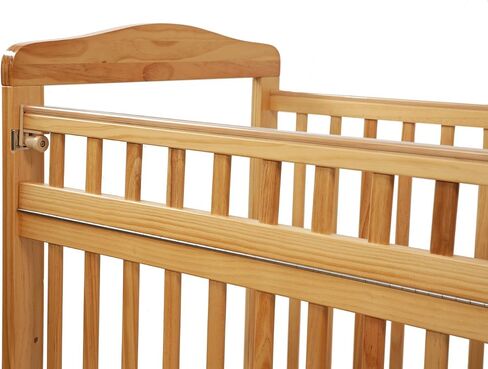 LA Baby Compact Non-Folding Wooden Window Crib with Safety Gate, Natural in Saudi Arabia