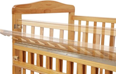 LA Baby Compact Non-Folding Wooden Window Crib with Safety Gate, Natural in Saudi Arabia