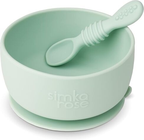 Simka Rose Baby Bowl and Spoon Set, Baby Bowls Suction for Toddler, BPA-Free Silicone Bowls Baby, Baby Bowl and Spoon Dishwasher and Microwave Safe Baby Feeding Supplies (Emerald) in Saudi Arabia