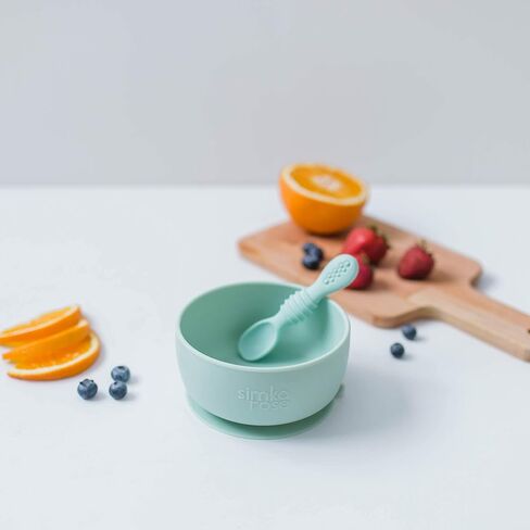 Simka Rose Baby Bowl and Spoon Set, Baby Bowls Suction for Toddler, BPA-Free Silicone Bowls Baby, Baby Bowl and Spoon Dishwasher and Microwave Safe Baby Feeding Supplies (Emerald) in Saudi Arabia