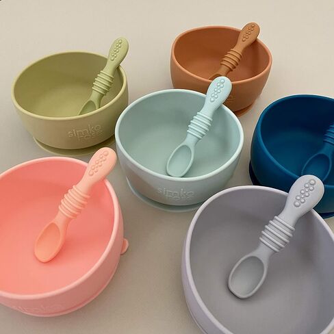 Simka Rose Baby Bowl and Spoon Set, Baby Bowls Suction for Toddler, BPA-Free Silicone Bowls Baby, Baby Bowl and Spoon Dishwasher and Microwave Safe Baby Feeding Supplies (Emerald) in Saudi Arabia