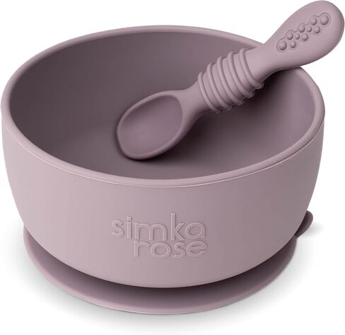Simka Rose Baby Bowl and Spoon Set, Baby Bowls Suction for Toddler, BPA-Free Silicone Bowls Baby, Baby Bowl and Spoon Dishwasher and Microwave Safe Baby Feeding Supplies (Emerald) in Saudi Arabia