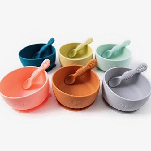 Simka Rose Baby Bowl and Spoon Set, Baby Bowls Suction for Toddler, BPA-Free Silicone Bowls Baby, Baby Bowl and Spoon Dishwasher and Microwave Safe Baby Feeding Supplies (Emerald) in Saudi Arabia
