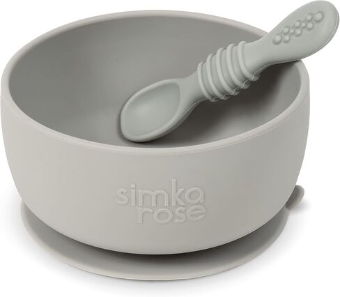 Simka Rose Baby Bowl and Spoon Set, Baby Bowls Suction for Toddler, BPA-Free Silicone Bowls Baby, Baby Bowl and Spoon Dishwasher and Microwave Safe Baby Feeding Supplies (Emerald) in Kuwait
