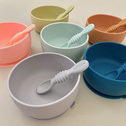 Simka Rose Baby Bowl and Spoon Set, Baby Bowls Suction for Toddler, BPA-Free Silicone Bowls Baby, Baby Bowl and Spoon Dishwasher and Microwave Safe Baby Feeding Supplies (Emerald) in Kuwait