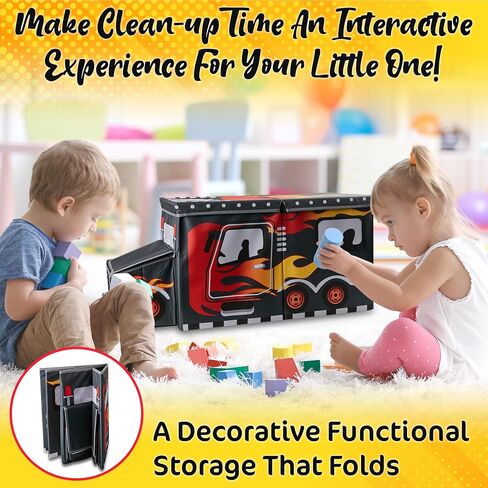 KAP Large Toy Box for boys with flip Lid & Lights up, Foldable Sturdy Toy Storage Organizer Decorative Bins Baskets for Kids, Nursery, Closet, Bedroom, Playroom, 34.8" L x 13" W x 15.7" H in Saudi Arabia