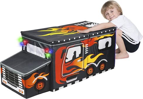 KAP Large Toy Box for boys with flip Lid & Lights up, Foldable Sturdy Toy Storage Organizer Decorative Bins Baskets for Kids, Nursery, Closet, Bedroom, Playroom, 34.8" L x 13" W x 15.7" H in Saudi Arabia